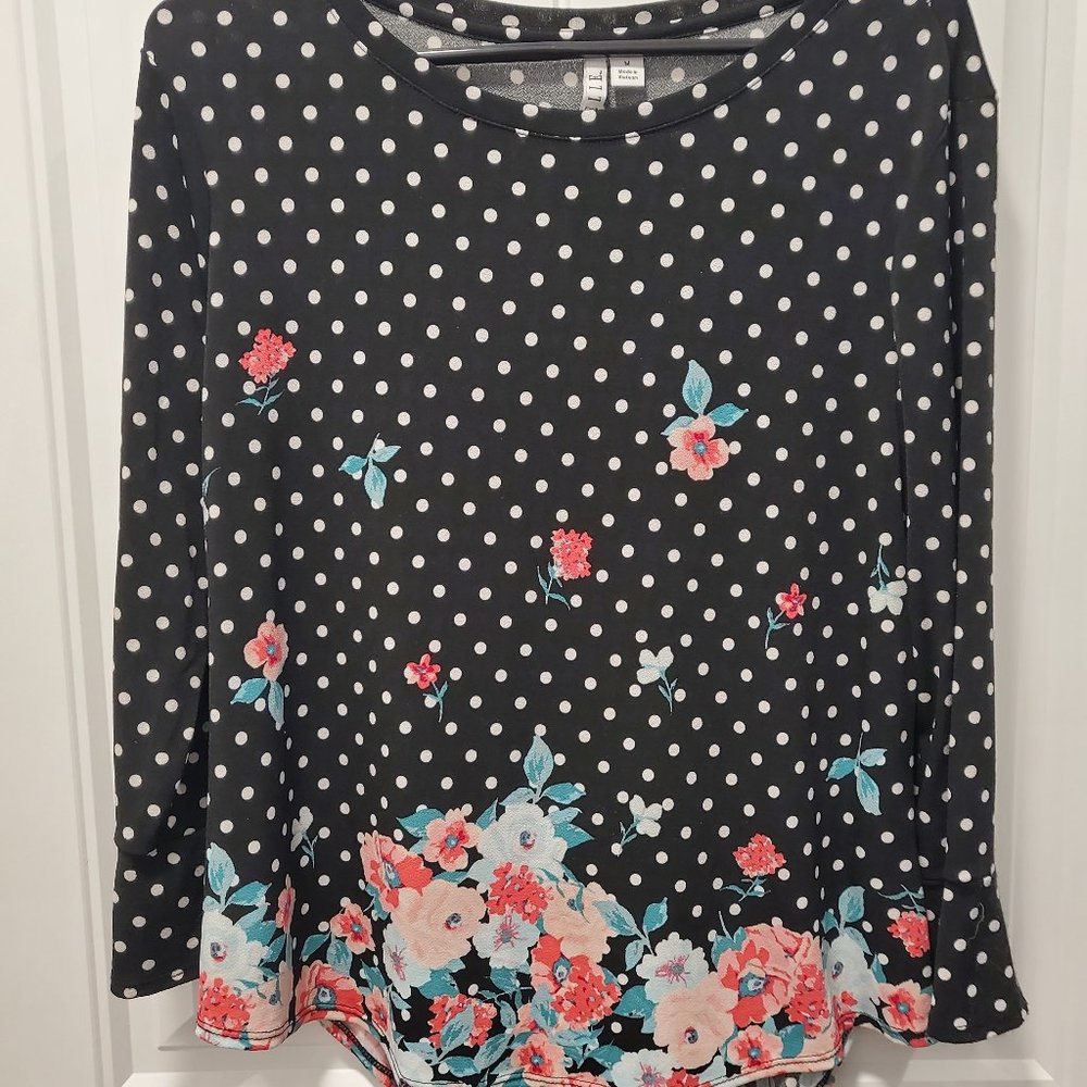 Elle Polka Dot and Floral Knit Top